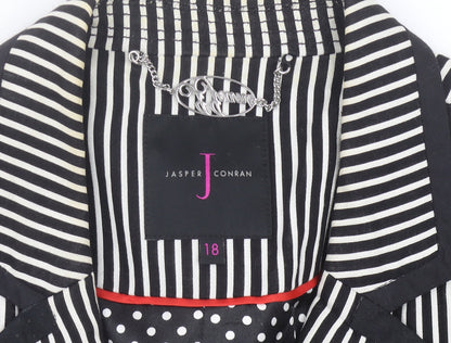 Jasper Conran Women Black Striped Blazer Jacket Size 18