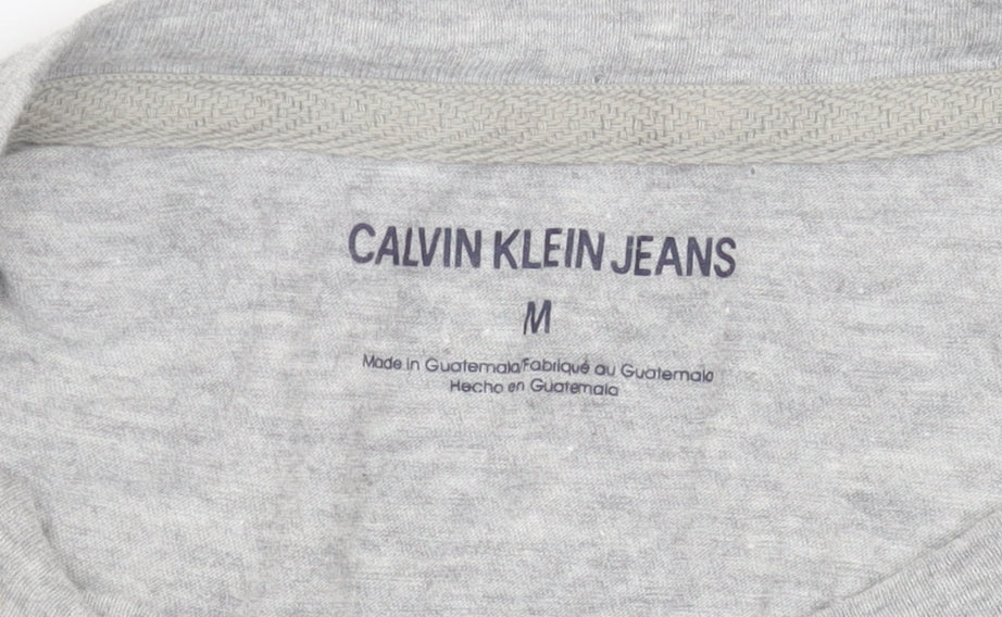 Calvin Klein Women Grey Short Sleeve Logo T-Shirt Size M