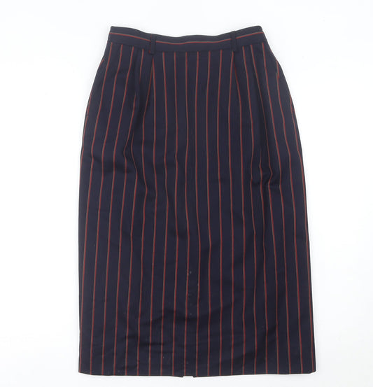 Austin Reed Women’s Blue Striped Wool Pencil Midi Skirt Size 12