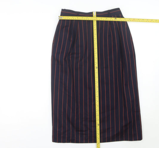 Austin Reed Women’s Blue Striped Wool Pencil Midi Skirt Size 12