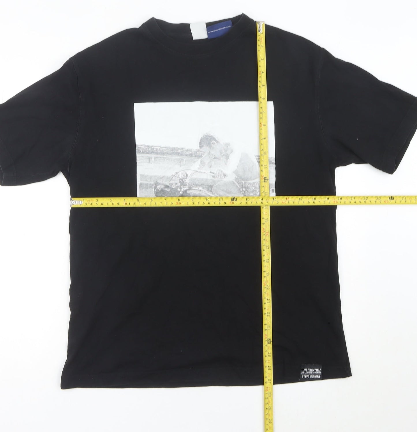 Zara Men Black Steve McQueen Graphic T-Shirt Size L