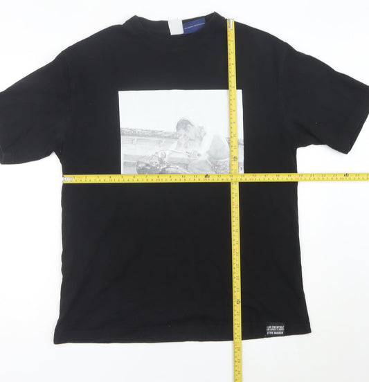 Zara Men Black Steve McQueen Graphic T-Shirt Size L
