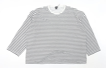 Boohoo Women’s Black White Striped Cotton Long Sleeve T-Shirt UK16