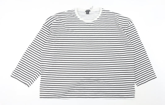 Boohoo Women’s Black White Striped Cotton Long Sleeve T-Shirt UK16