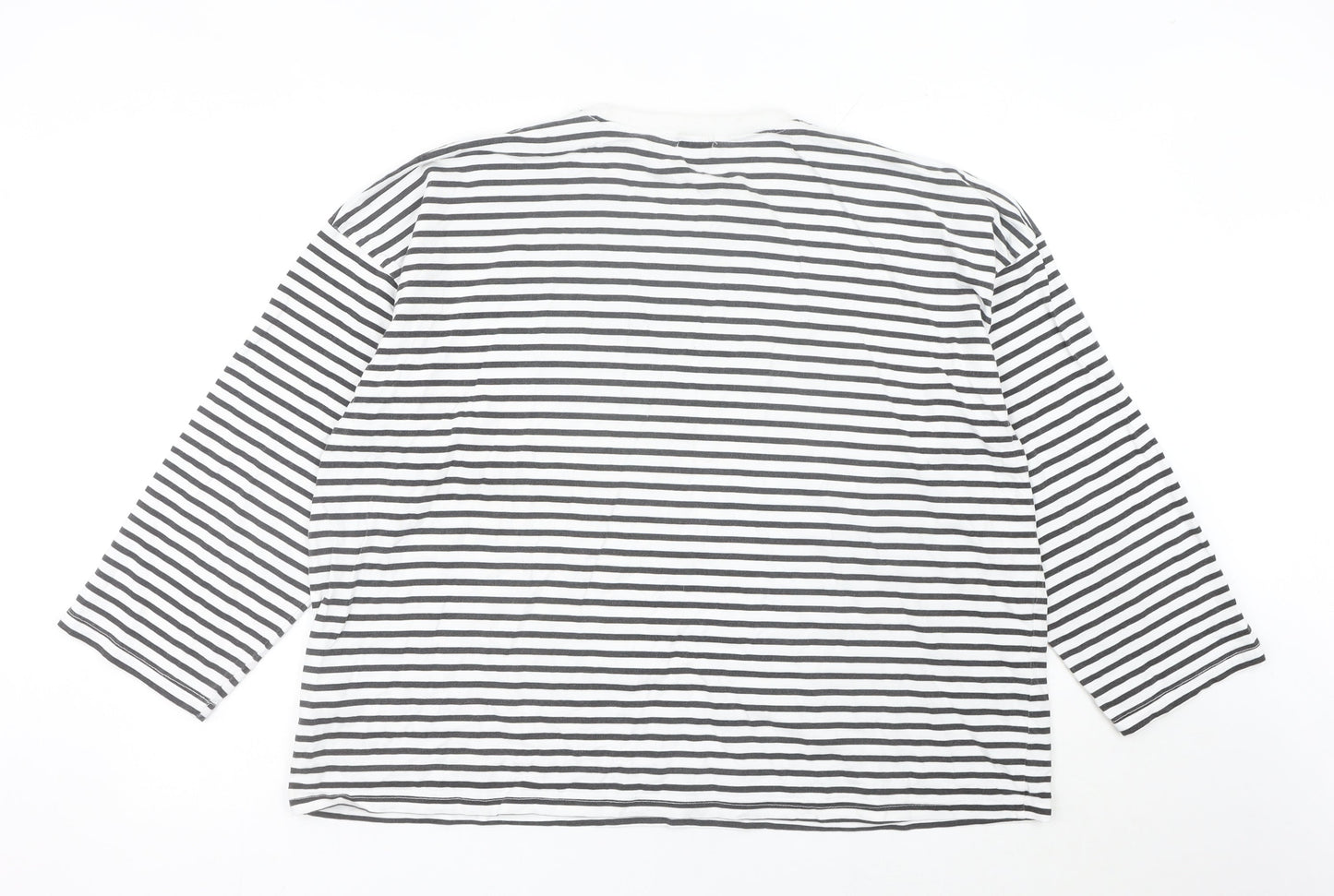 Boohoo Women’s Black White Striped Cotton Long Sleeve T-Shirt UK16