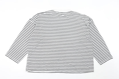 Boohoo Women’s Black White Striped Cotton Long Sleeve T-Shirt UK16