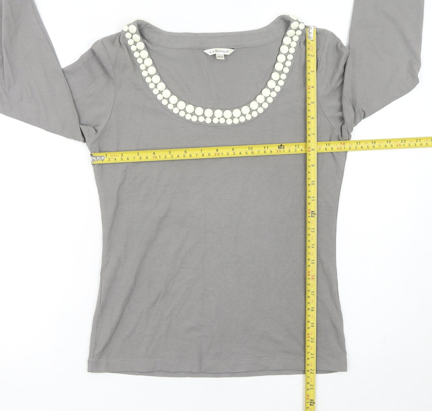 Womens UK Size M L.K. Bennett Grey Basic T-Shirt
