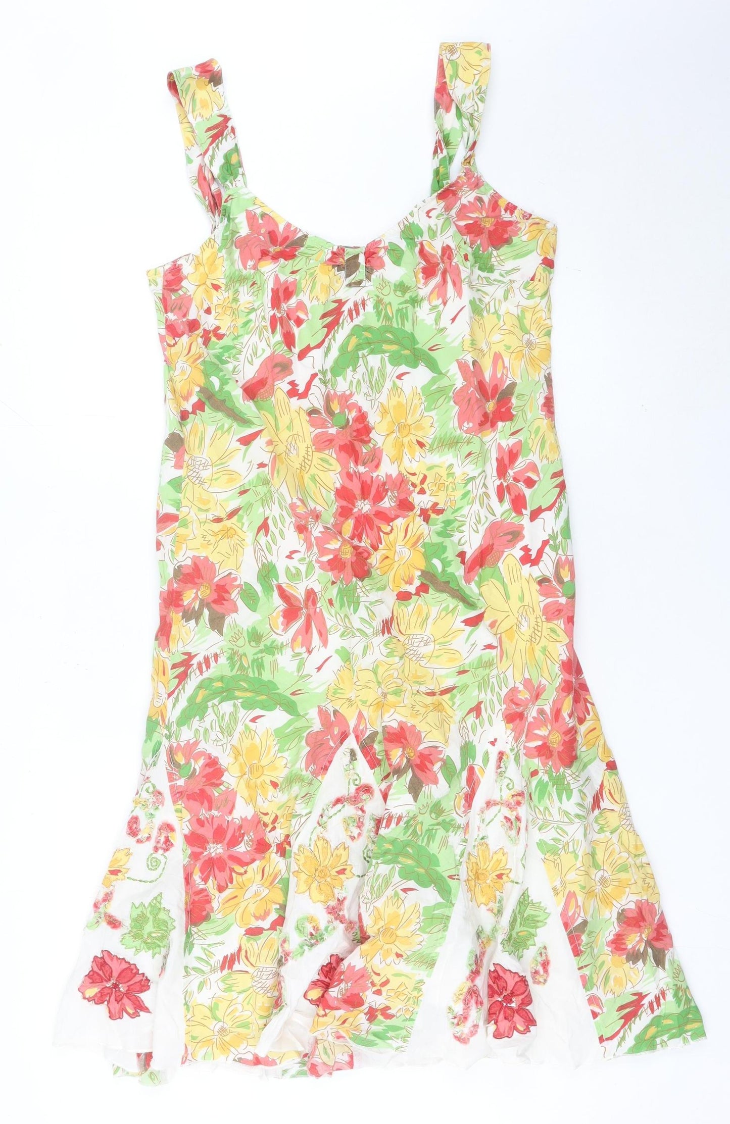 Marks and Spencer Women’s Multicoloured A-Line Floral Sleeveless Cotton Dress Size 14