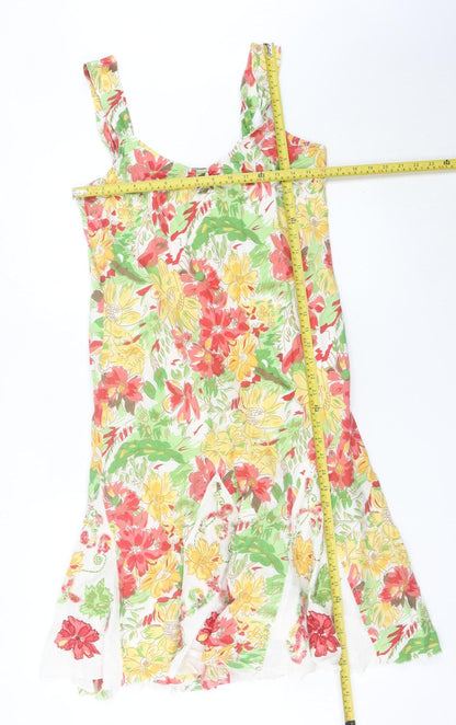 Marks and Spencer Women’s Multicoloured A-Line Floral Sleeveless Cotton Dress Size 14