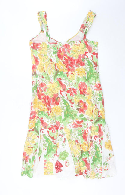 Marks and Spencer Women’s Multicoloured A-Line Floral Sleeveless Cotton Dress Size 14