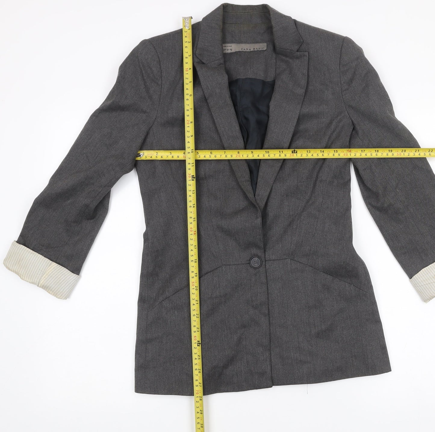 Zara Basic Women’s Grey Slim Fit Blazer Jacket Size 8