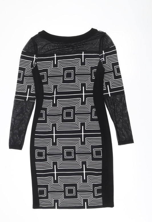 Joseph Ribkoff Women’s Black Geometric Bodycon Dress Size 10