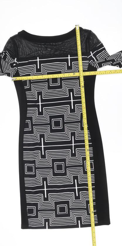 Joseph Ribkoff Women’s Black Geometric Bodycon Dress Size 10