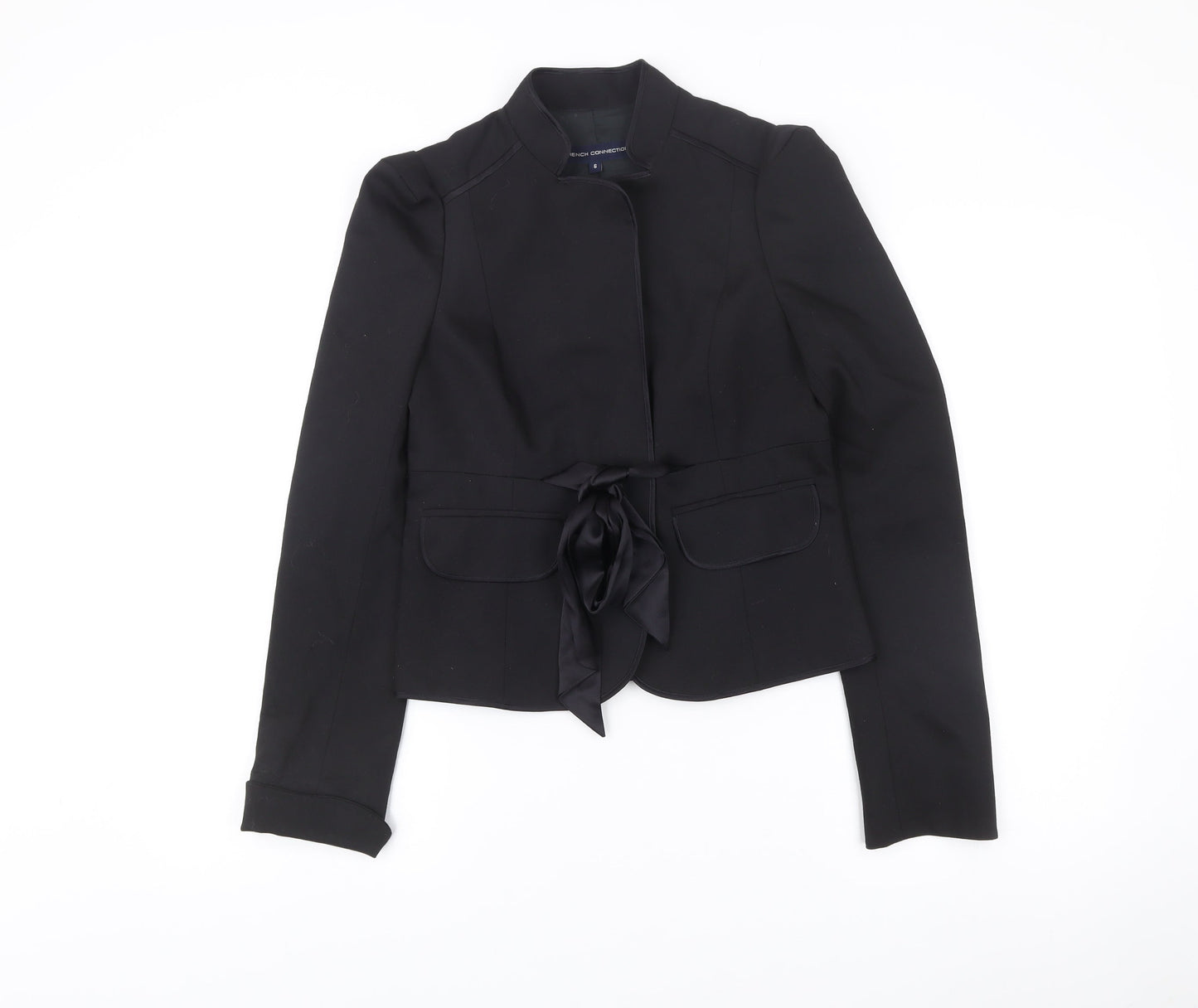 French Connection Women's Black Wool Blend Belted Blazer Size 6