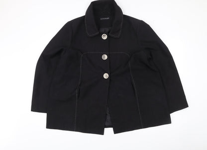 Wardrobe Women’s Black Mid-Length Coat Size Regular Collared Buttoned