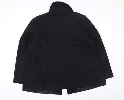 Wardrobe Women’s Black Mid-Length Coat Size Regular Collared Buttoned