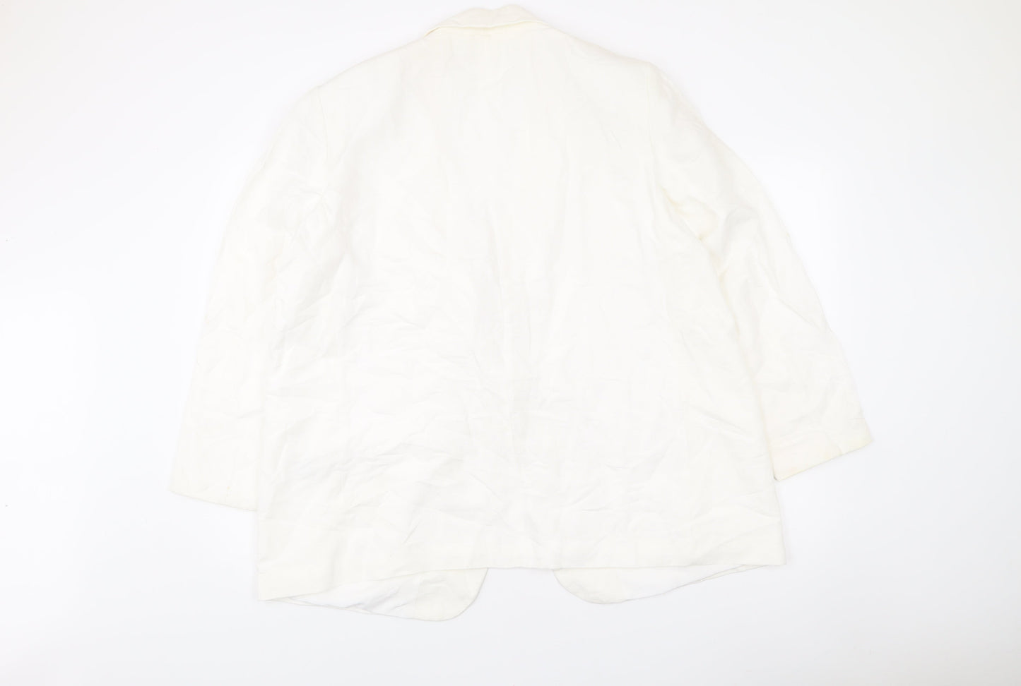 H&M Women’s Ivory Linen Blend Blazer Jacket XL Regular Fit