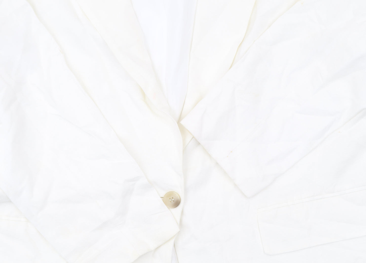 H&M Women’s Ivory Linen Blend Blazer Jacket XL Regular Fit