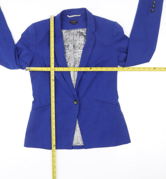 Marks and Spencer Women’s Blue Blazer Size 8 Regular Fit One Button