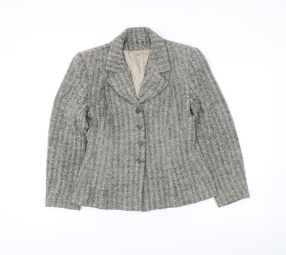 Principles Women’s Grey Petite Wool Blend Bouclé Blazer Jacket Size 14