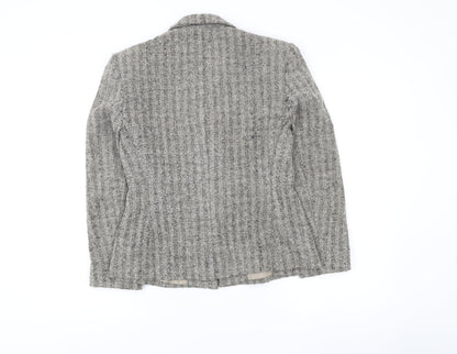 Principles Women’s Grey Petite Wool Blend Bouclé Blazer Jacket Size 14