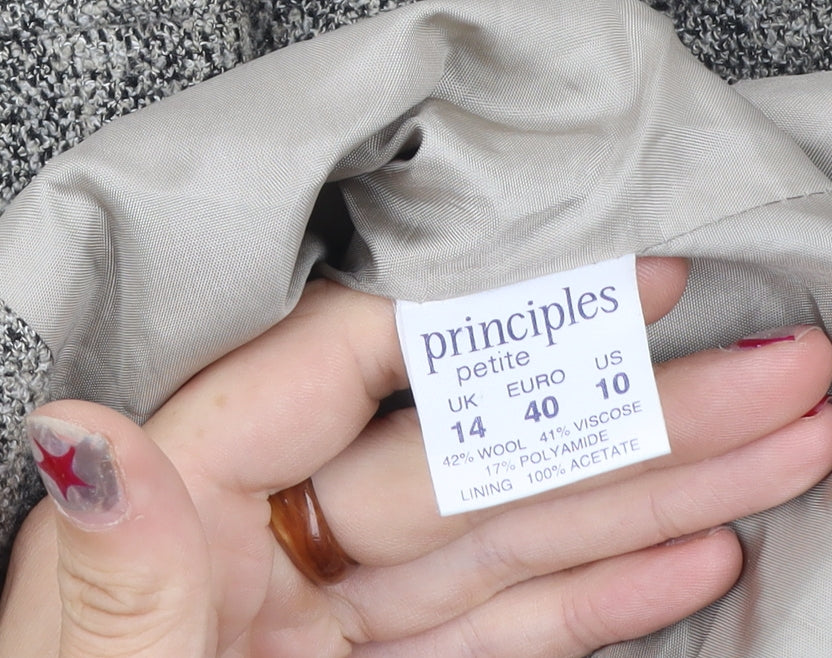 Principles Women’s Grey Petite Wool Blend Bouclé Blazer Jacket Size 14