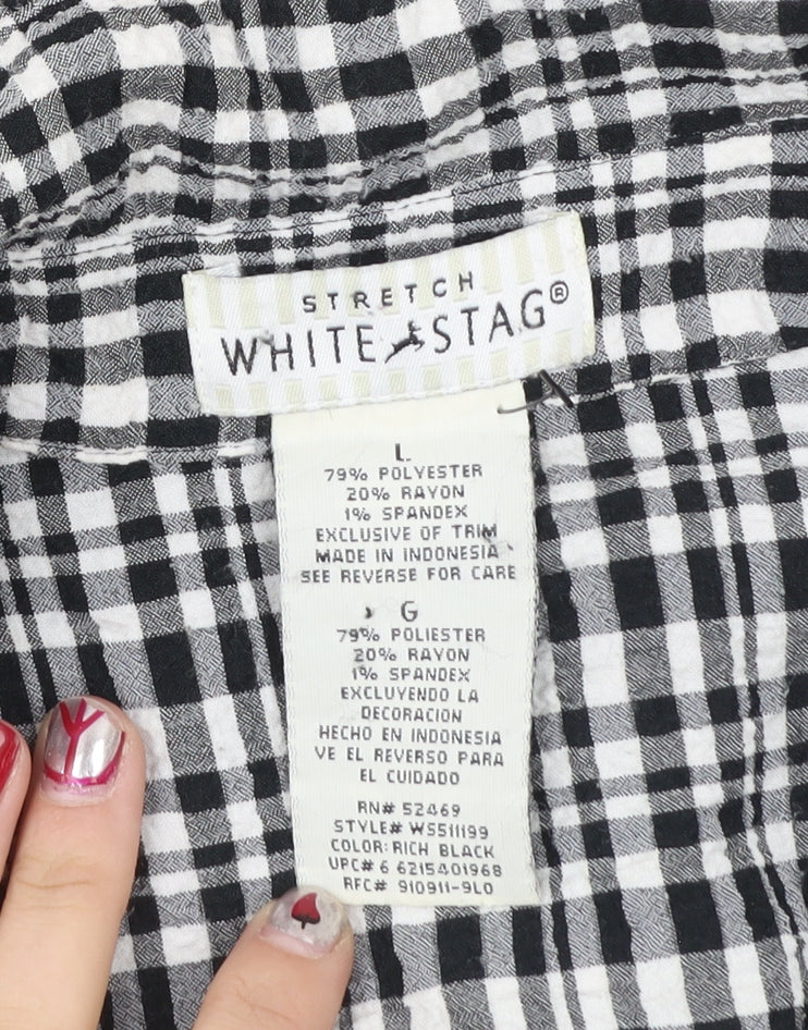 Womens UK Size L White Stag Black Classic Button-Up