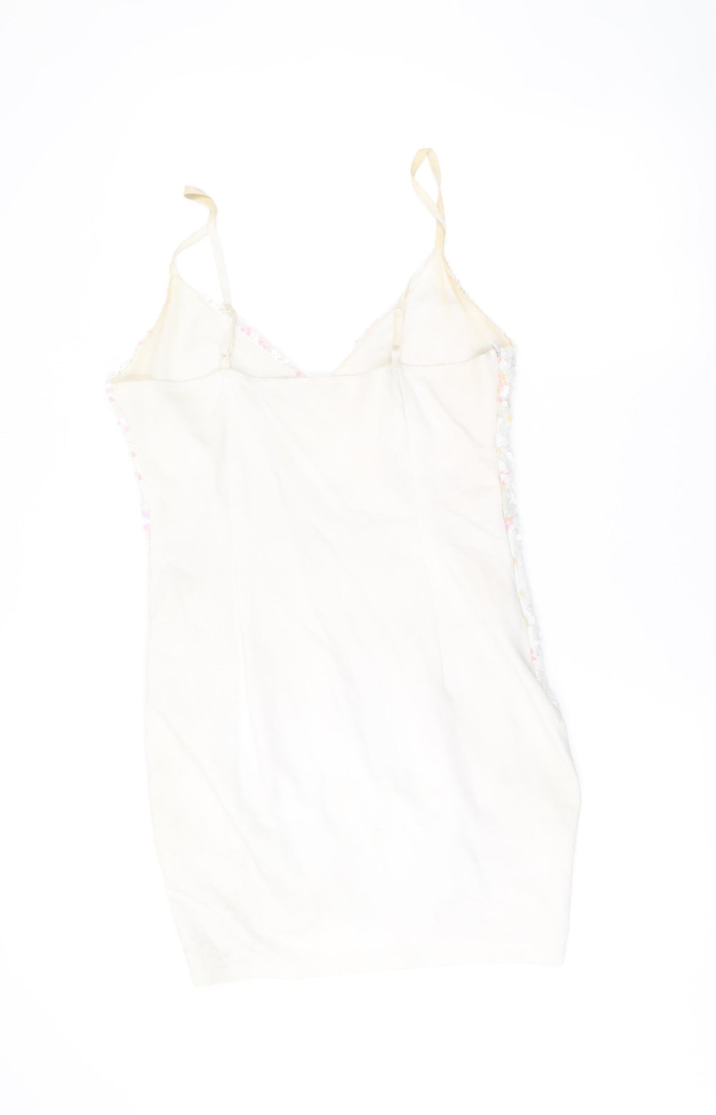Quiz Women’s Ivory Sequin Slip Dress Size 12 Party Cocktail