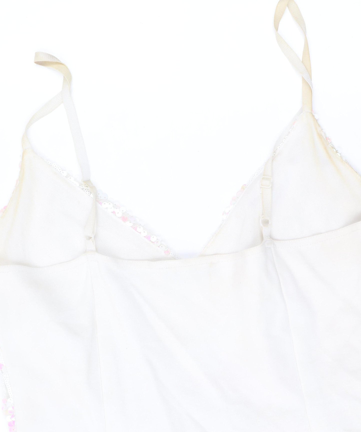 Quiz Women’s Ivory Sequin Slip Dress Size 12 Party Cocktail