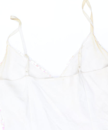 Quiz Women’s Ivory Sequin Slip Dress Size 12 Party Cocktail
