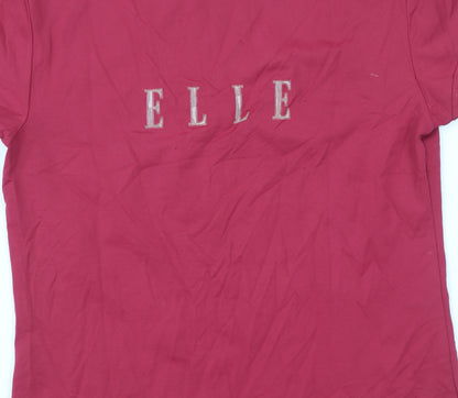 ELLE Women’s Red Logo T-Shirt Size M Short Sleeve Stretchy Top