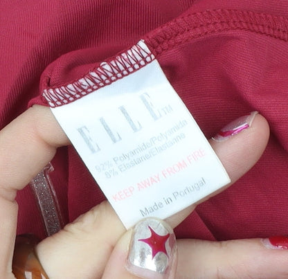 ELLE Women’s Red Logo T-Shirt Size M Short Sleeve Stretchy Top