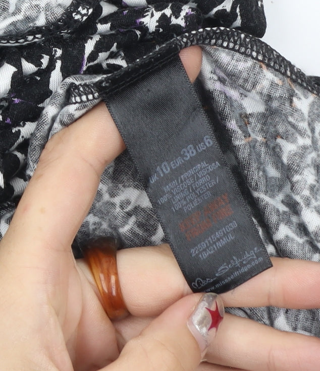 Miss Selfridge Women’s Black Animal Print Bodycon Dress Size 10