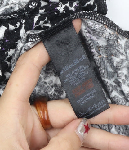 Miss Selfridge Women’s Black Animal Print Bodycon Dress Size 10