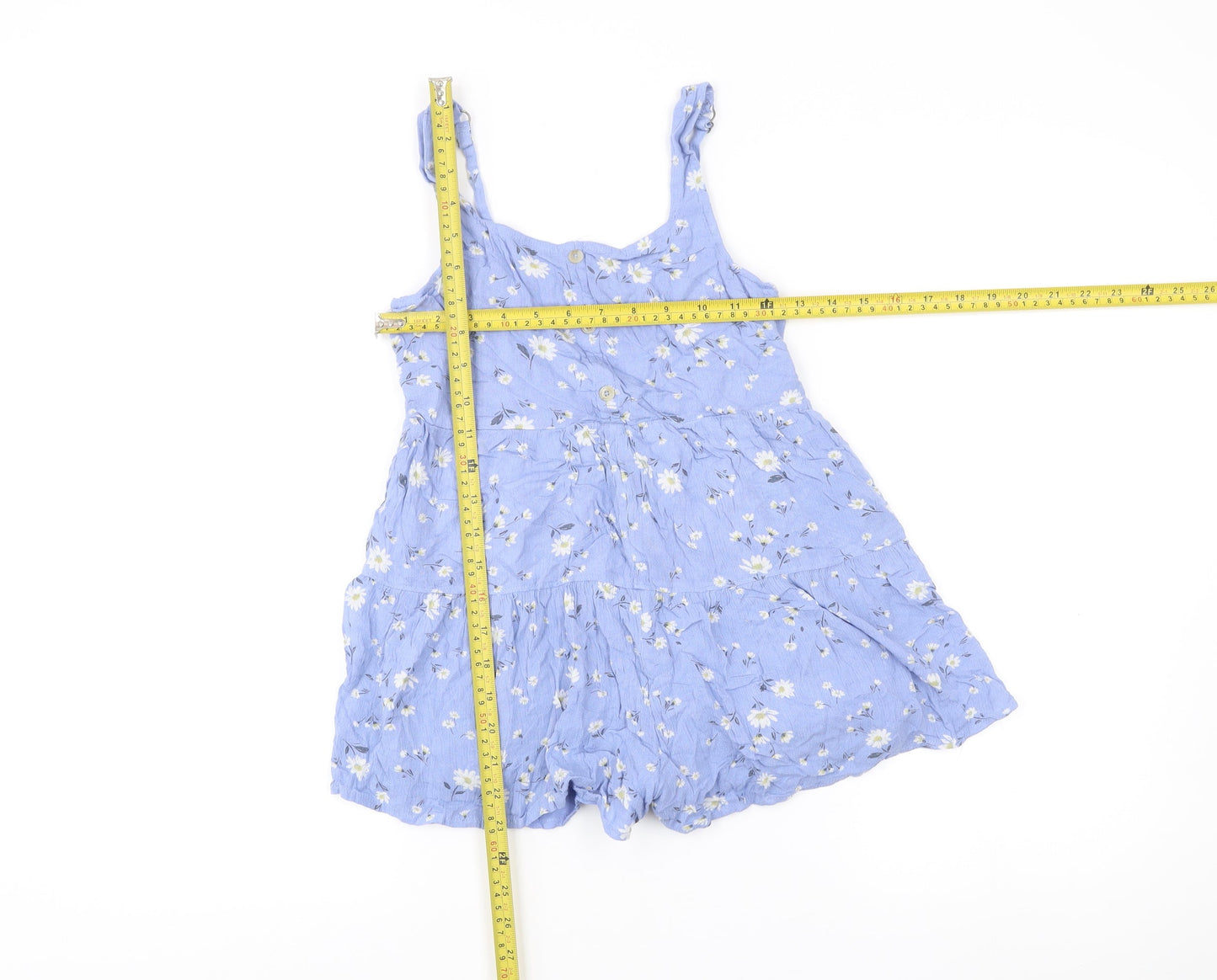 Abercrombie Kids Girls Blue Floral Playsuit Size 9-10 Years Summer Casual