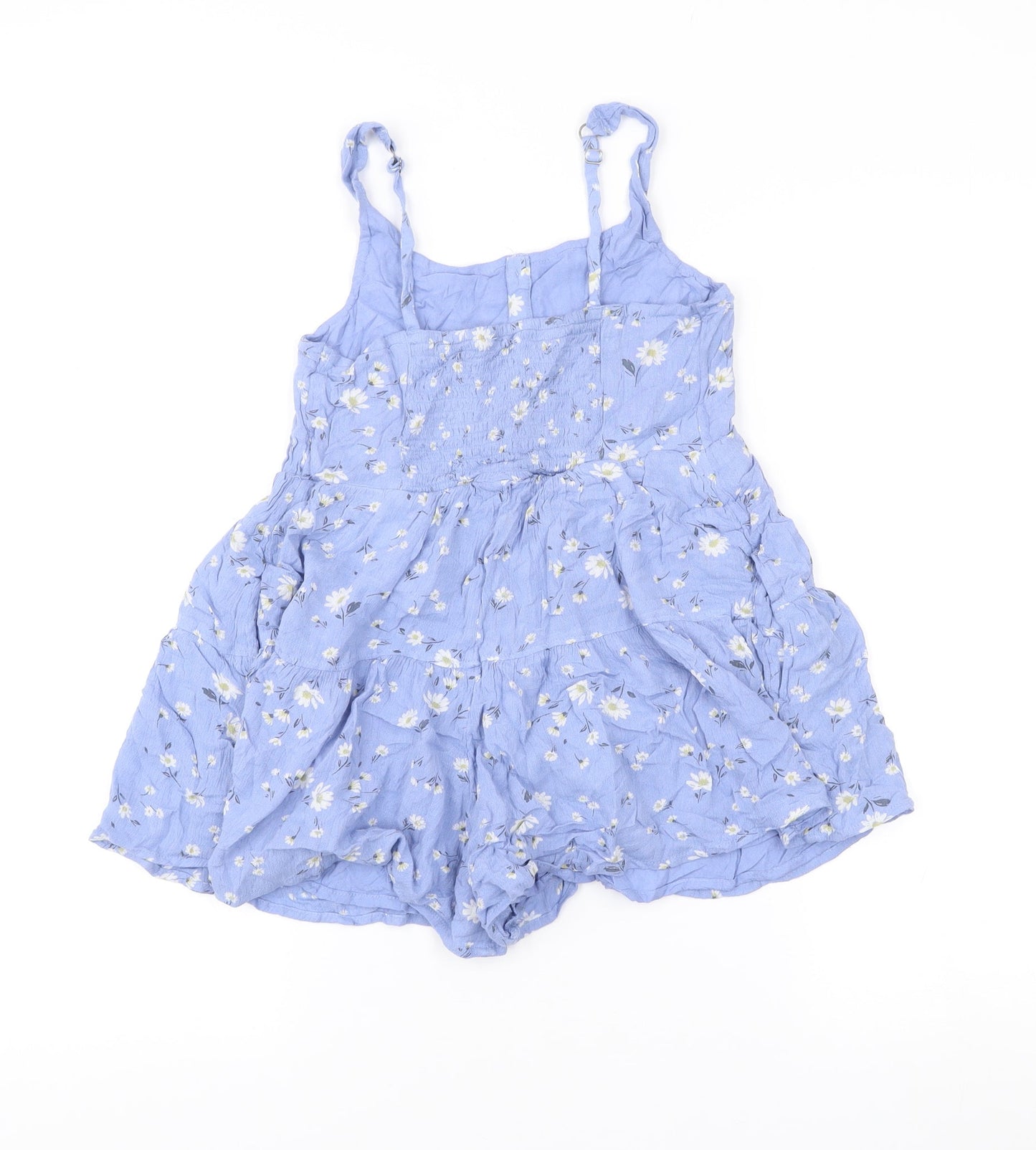 Abercrombie Kids Girls Blue Floral Playsuit Size 9-10 Years Summer Casual