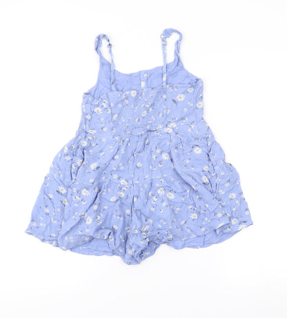 Abercrombie Kids Girls Blue Floral Playsuit Size 9-10 Years Summer Casual
