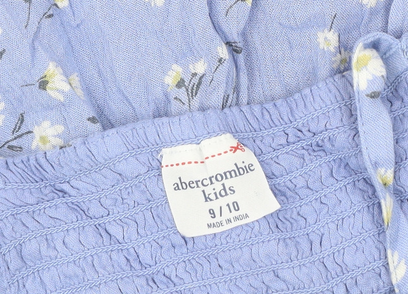 Abercrombie Kids Girls Blue Floral Playsuit Size 9-10 Years Summer Casual