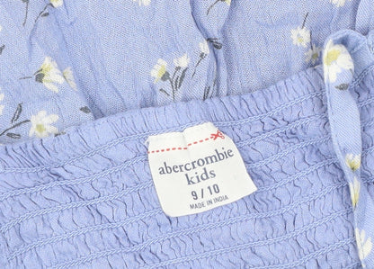Abercrombie Kids Girls Blue Floral Playsuit Size 9-10 Years Summer Casual