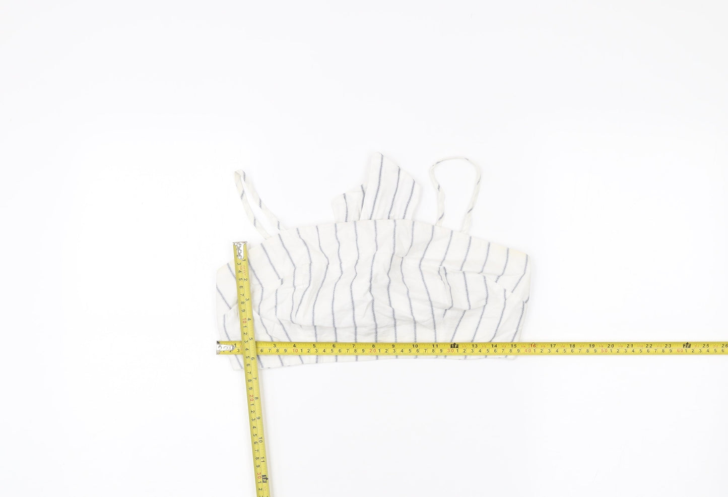 New Look Women’s White Striped Cropped Tank Top Size 12 Summer Bow Tie