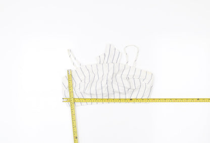 New Look Women’s White Striped Cropped Tank Top Size 12 Summer Bow Tie