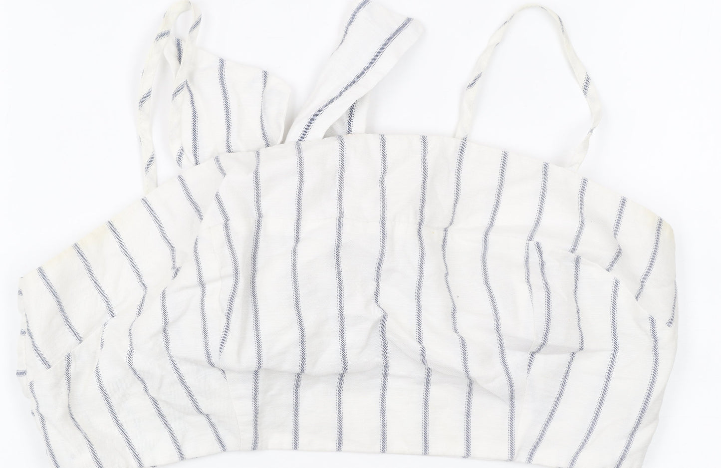 New Look Women’s White Striped Cropped Tank Top Size 12 Summer Bow Tie