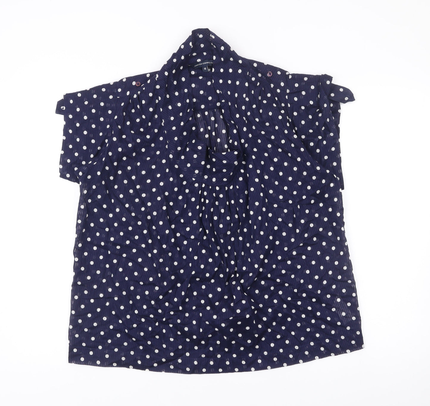 Womens UK Size 10 French Connection Blue Tunic Blouse