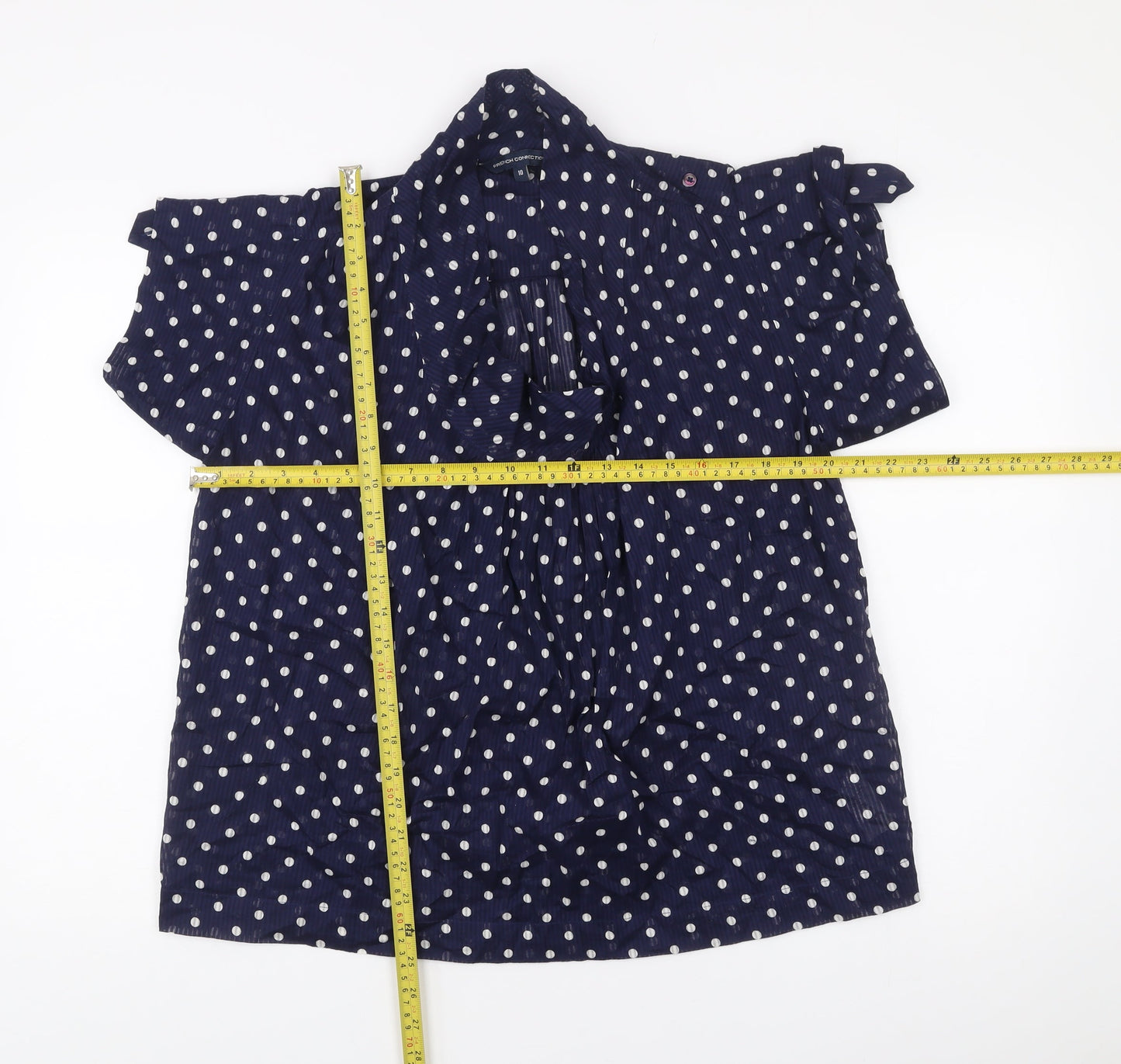 Womens UK Size 10 French Connection Blue Tunic Blouse