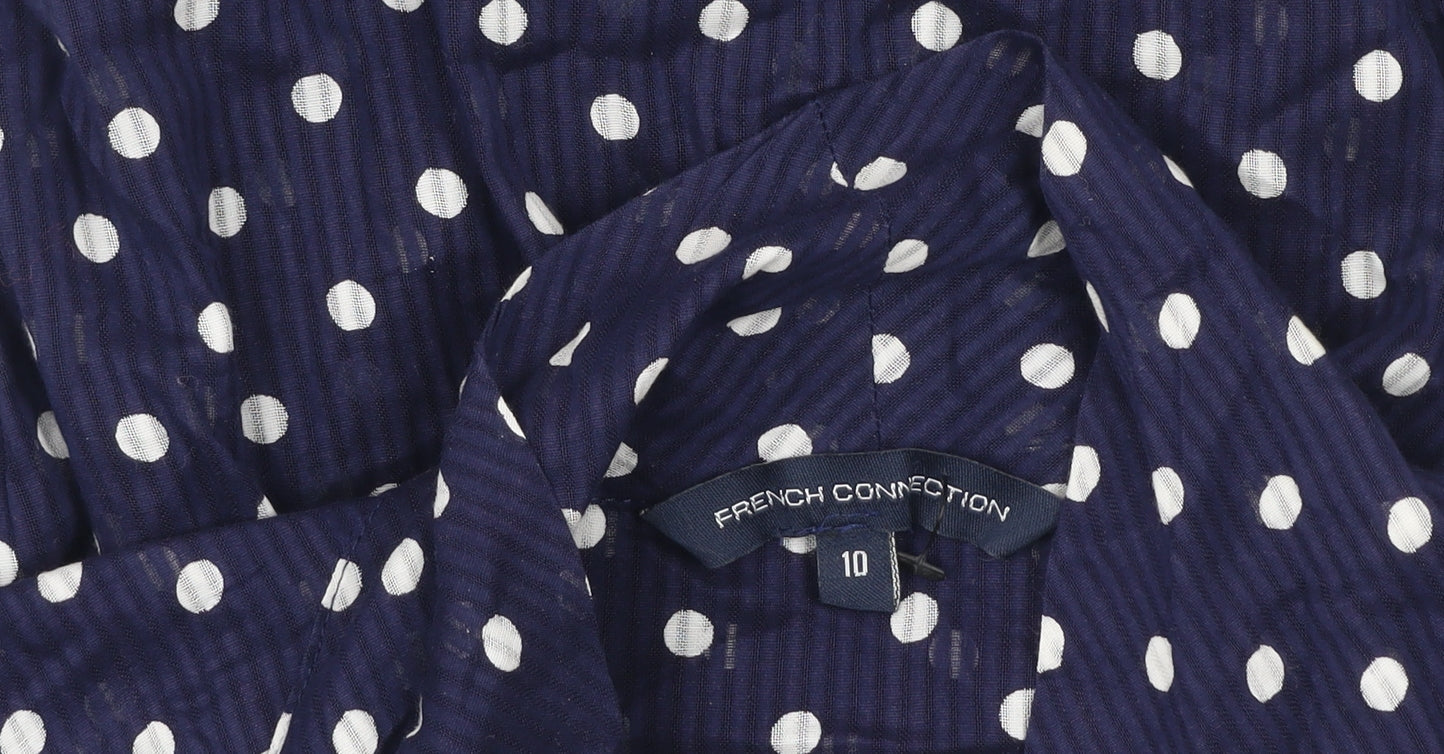 Womens UK Size 10 French Connection Blue Tunic Blouse