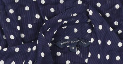 Womens UK Size 10 French Connection Blue Tunic Blouse