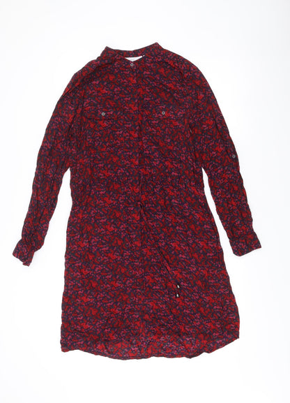 H&M Women’s Multicoloured Floral Shirt Dress Size 10 Long Sleeve