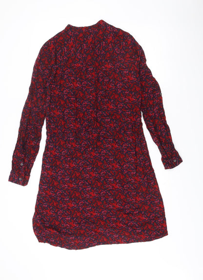 H&M Women’s Multicoloured Floral Shirt Dress Size 10 Long Sleeve