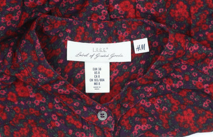 H&M Women’s Multicoloured Floral Shirt Dress Size 10 Long Sleeve