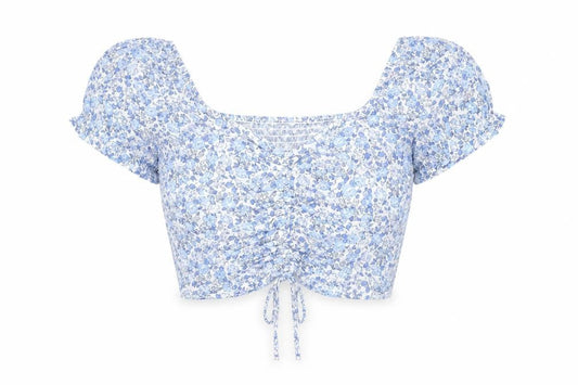 Womens UK Size M Hollister Blue Cropped Blouse